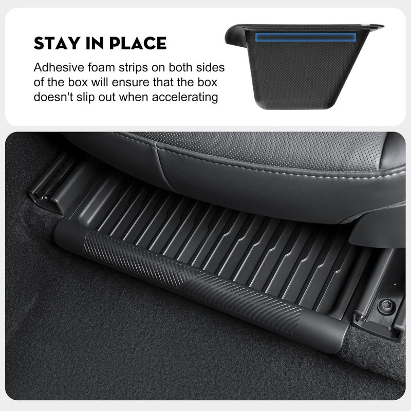 KUNIST 2PCS Under Seat Storage Box for 2026 Tesla Model Y Juniper,Hidden Organizer Tray Underseat Bins with Lid Cover for 2025-2026 Tesla New Model Y Juniper (Launch Series) Interior Accessories - Image 3